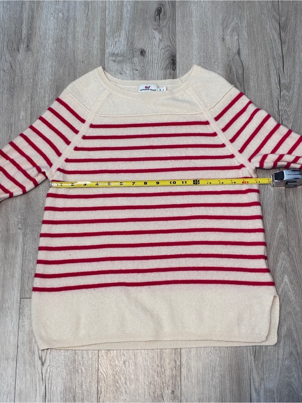 Vineyard Vines Wool Cashmere Striped Sweater Ivory Raspberry Pink Size Small - Picture 7 of 10